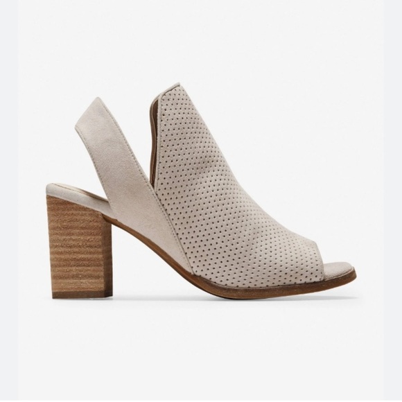 Cole Haan Calista OT Sling Back Open Toe Ankle Booties Stone Perforated … - Picture 1 of 9